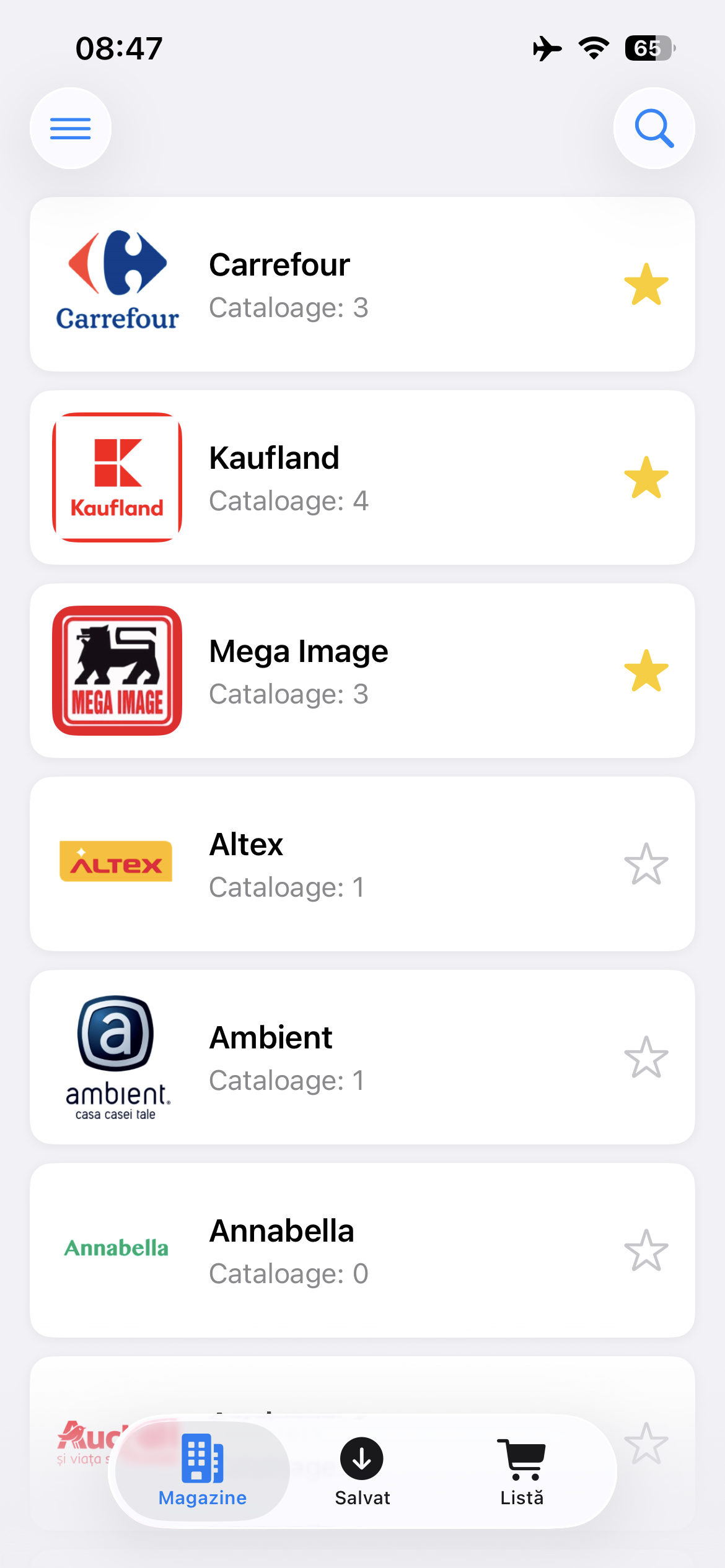 ReduceriApp – lista magazinelor