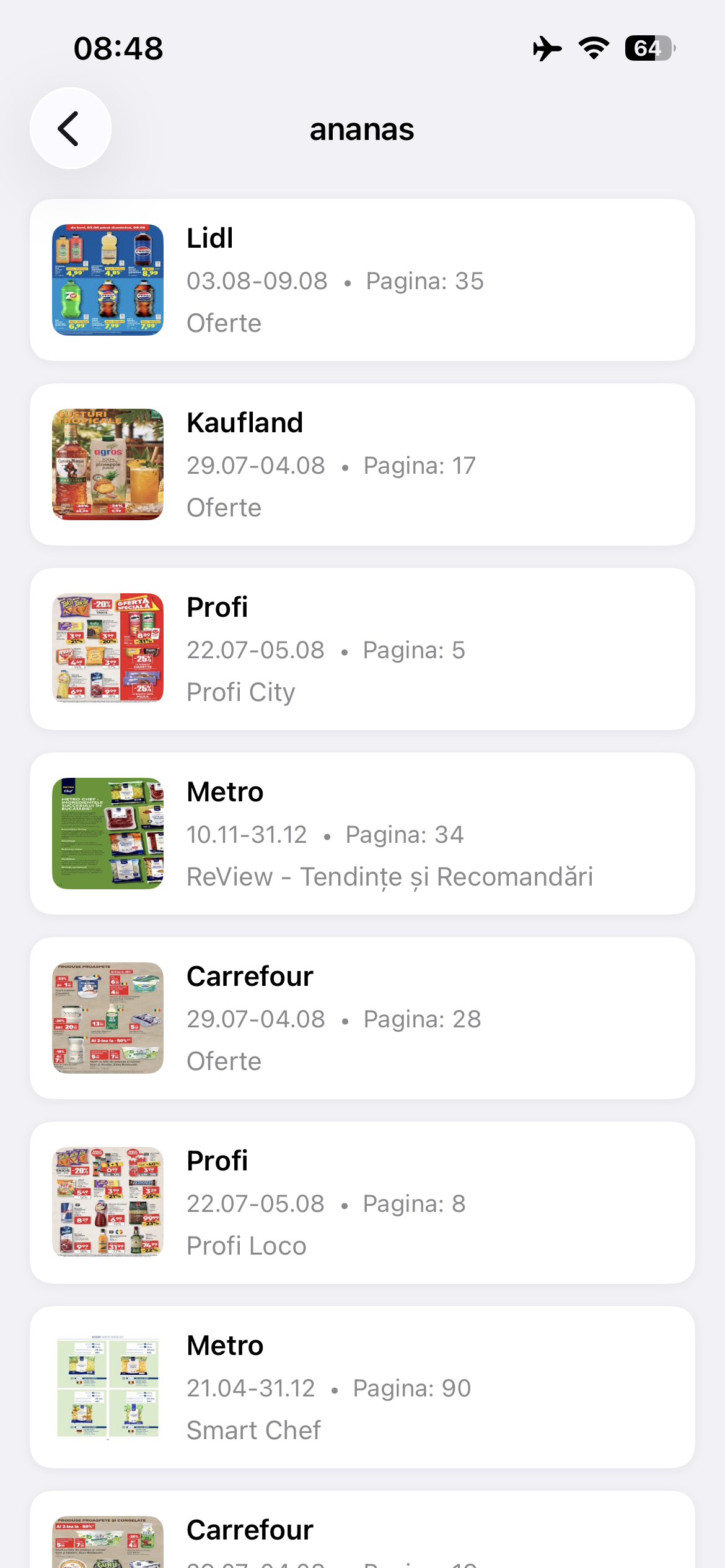 Rezultatele căutării în cataloage